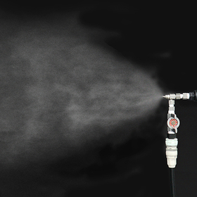 Ideal for installation within devices | Compact two-fluid spray nozzle for ultra-low flow rates