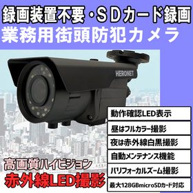 Street security camera records to the SD card inside the camera.