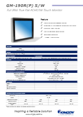 IP67全面防水 拡張温度フラットベゼル19"タッチモニターKINGDY GM190P(R)003/004S/W製品カタログ