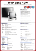 Completely dustproof and waterproof fanless 19-inch ATOM E3845 (4-core) touch panel PC high temperature range version 'WTP-8B66-19W'