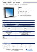 IP67全面防水 拡張温度フラットベゼル17"タッチモニターKINGDY GM170P(R)003/004S/W製品カタログ