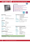 完全防塵・防水ファンレス・10型Celeron版パネルPCの広範囲動作温度版『WTP-8B66-10W』