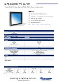 IP67全面防水 拡張温度フラットベゼル15"タッチモニターKINGDY GM150P(R)003/004S/W製品カタログ