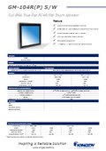 IP67全面防水 拡張温度フラットベゼル10.4"タッチモニターKINGDY GM105(P)003/004S/W 製品カタログ