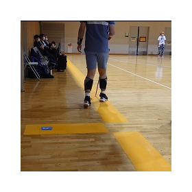 体育館入口から左右に敷設した歩導くん ガイドウェイ