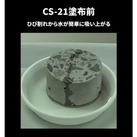 CS-21塗布前：貫通ひび割れを導入したコンクリート供試体による水の吸い上がり実験