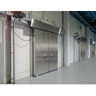 Kongo Sangyo's "Cool Barrier System" is a total system that includes products related to openings that shut out outside air, such as insulated overhead doors and dock shelters, as well as a series of thermal doors that protect indoor air conditioning environments and clean environments. The "Thermal Door Series," which thoroughly manages temperature, blocks the inflow and outflow of air from both the outside and inside of facilities, protecting the working environment of factories and refrigerated warehouses. We also offer fire-resistant thermal doors that have been certified as specific fire protection equipment.