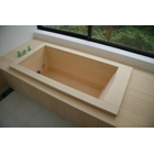 Our company offers a variety of options, including the "Half Bath," which can be freely coordinated with materials such as cypress and tiles, as well as the "Cypress Jet Bath Tub" and "All-Cypress Bathroom." Each bathroom is custom-made in our factory, allowing for flexibility in design and layout. We can create spaces freely, even with constraints such as walls and columns.