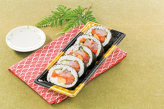 アウトパック段付き巻き寿司 プラスチック食品容器(SF角段) シーピー