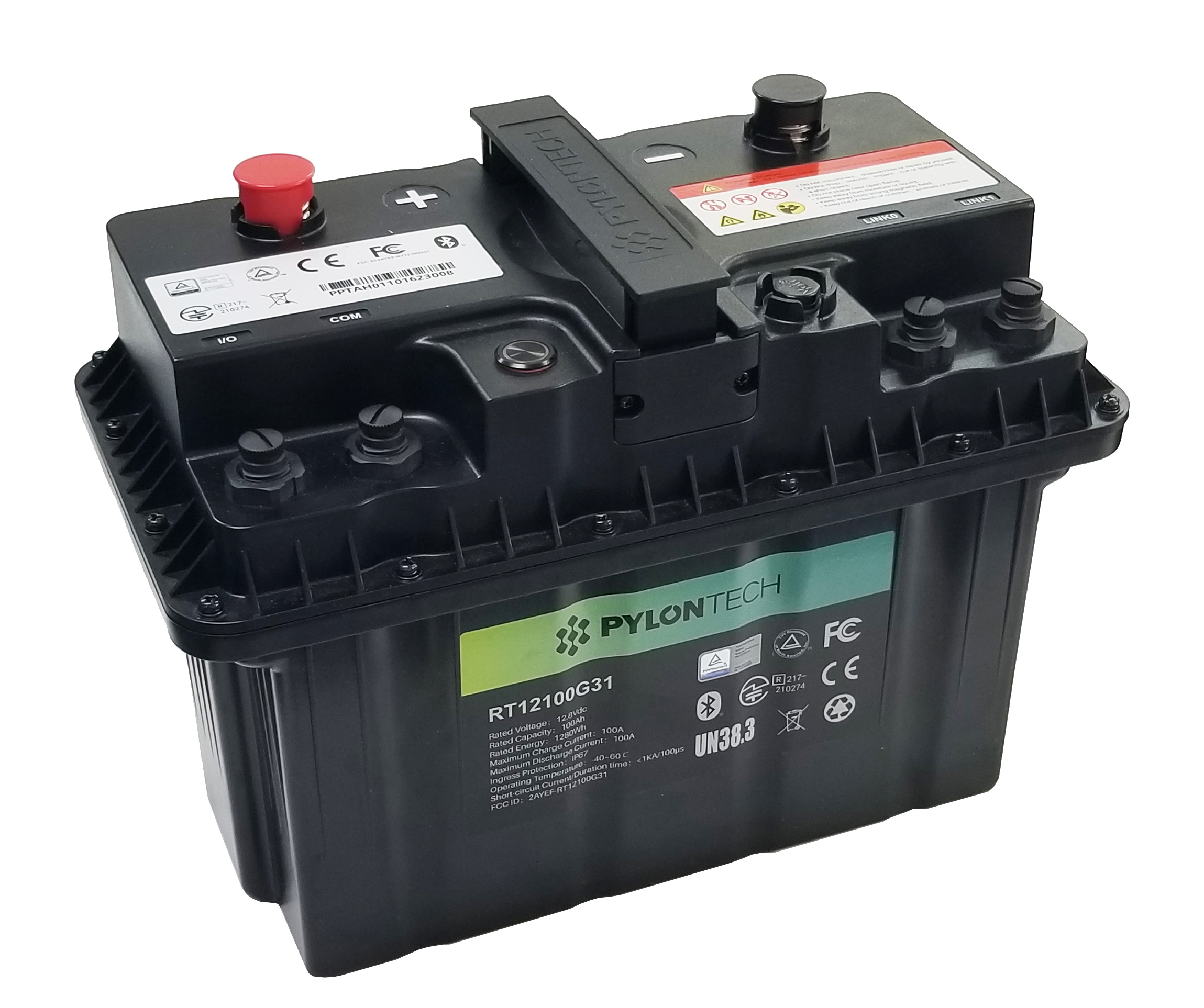  12.8V/100Ah IP67防水マリン用リン酸鉄バッテリー