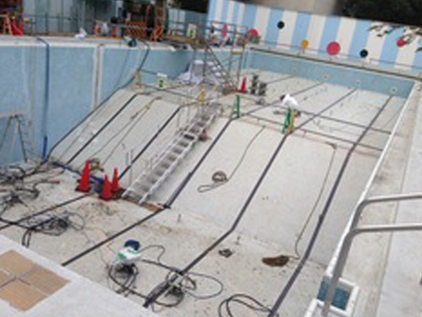 【施工事例】某在外公館内プール地盤支持力増強注入工事