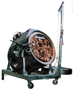 自然流炭焼き窯　炭焼き達人可傾式