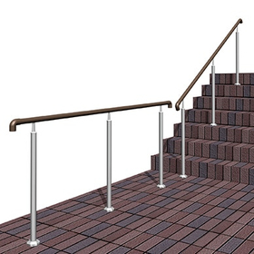 Outdoor resin handrail 'G Liste' at the entrance approach.