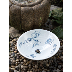 磁器製洗面ボウル 凛RIN「鳥獣戯画」