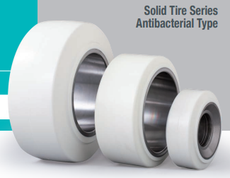 リーチ式フォークリフト用｜ソリッドタイヤ‐抗菌ホワイトウレタン