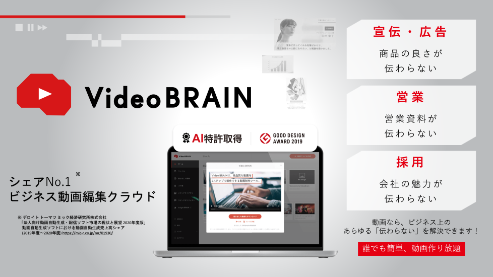 ビジネス動画編集クラウド『Video BRAIN』
