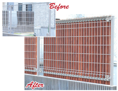 目隠しを簡単に取り付け可能『メッシュフェンス用目隠しパーツ』