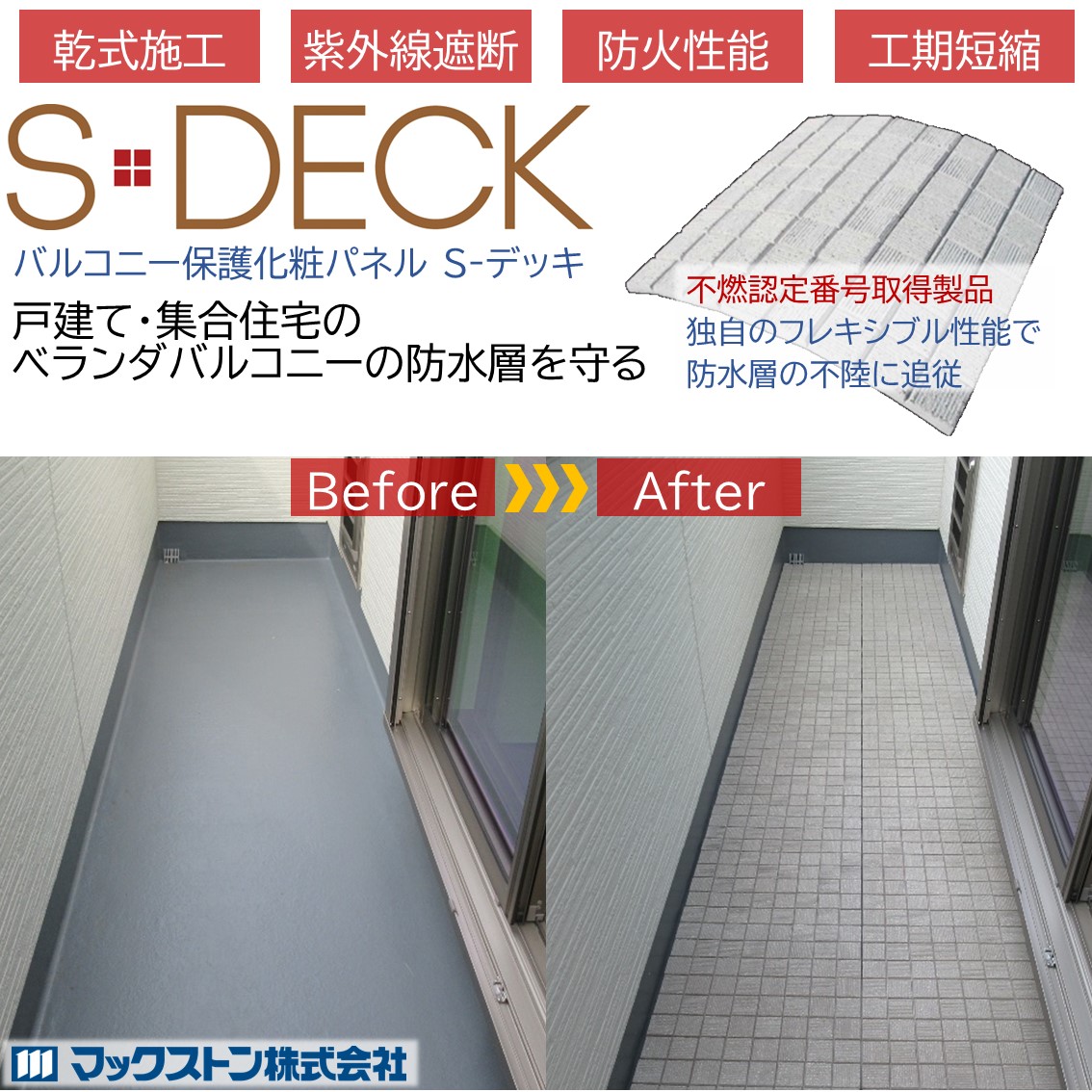 防水層保護化粧パネル『S-デッキ』（ルーフマットシリーズ