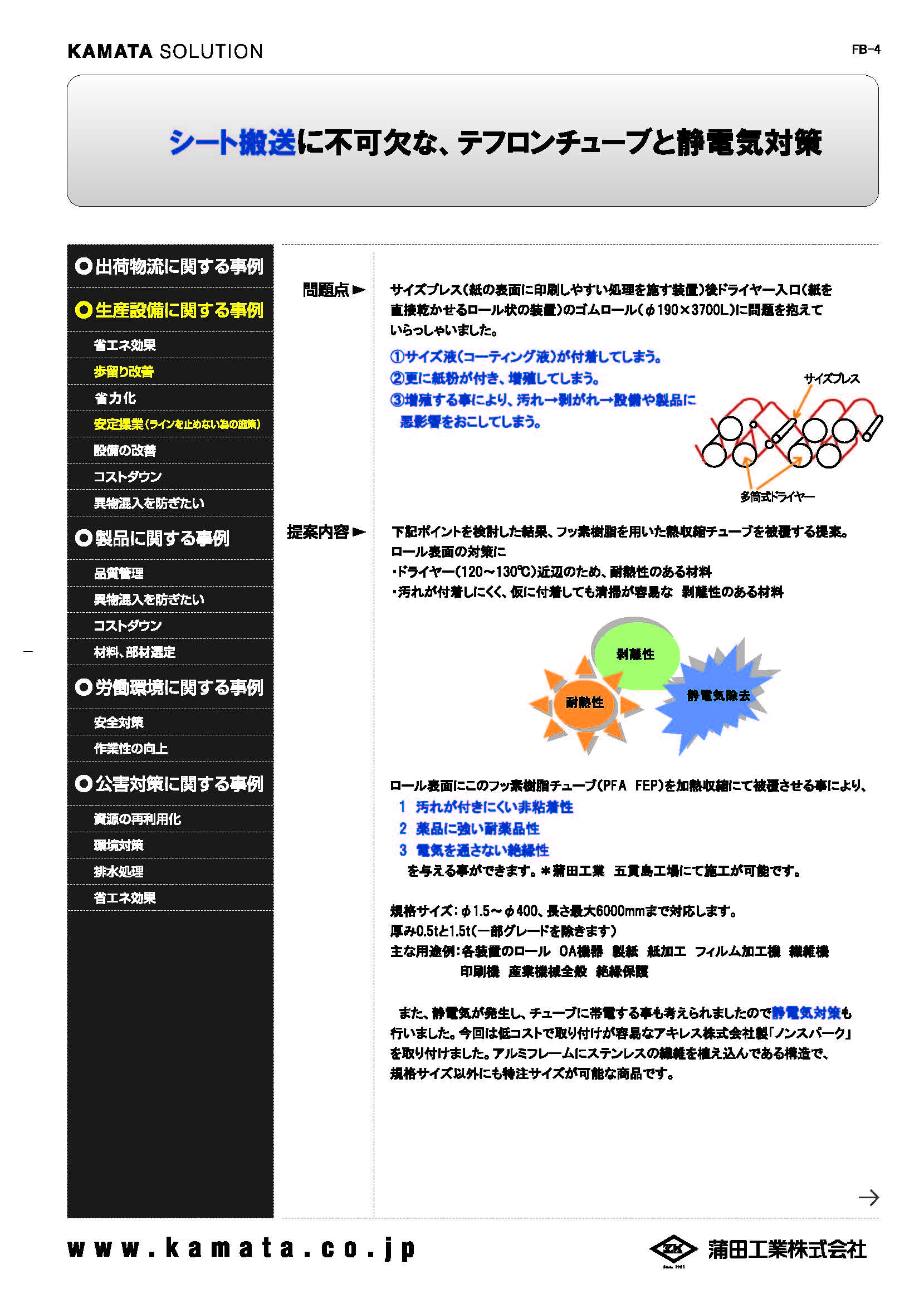 【事例紹介】シート搬送に不可欠なフッ素樹脂チューブと静電 気対策