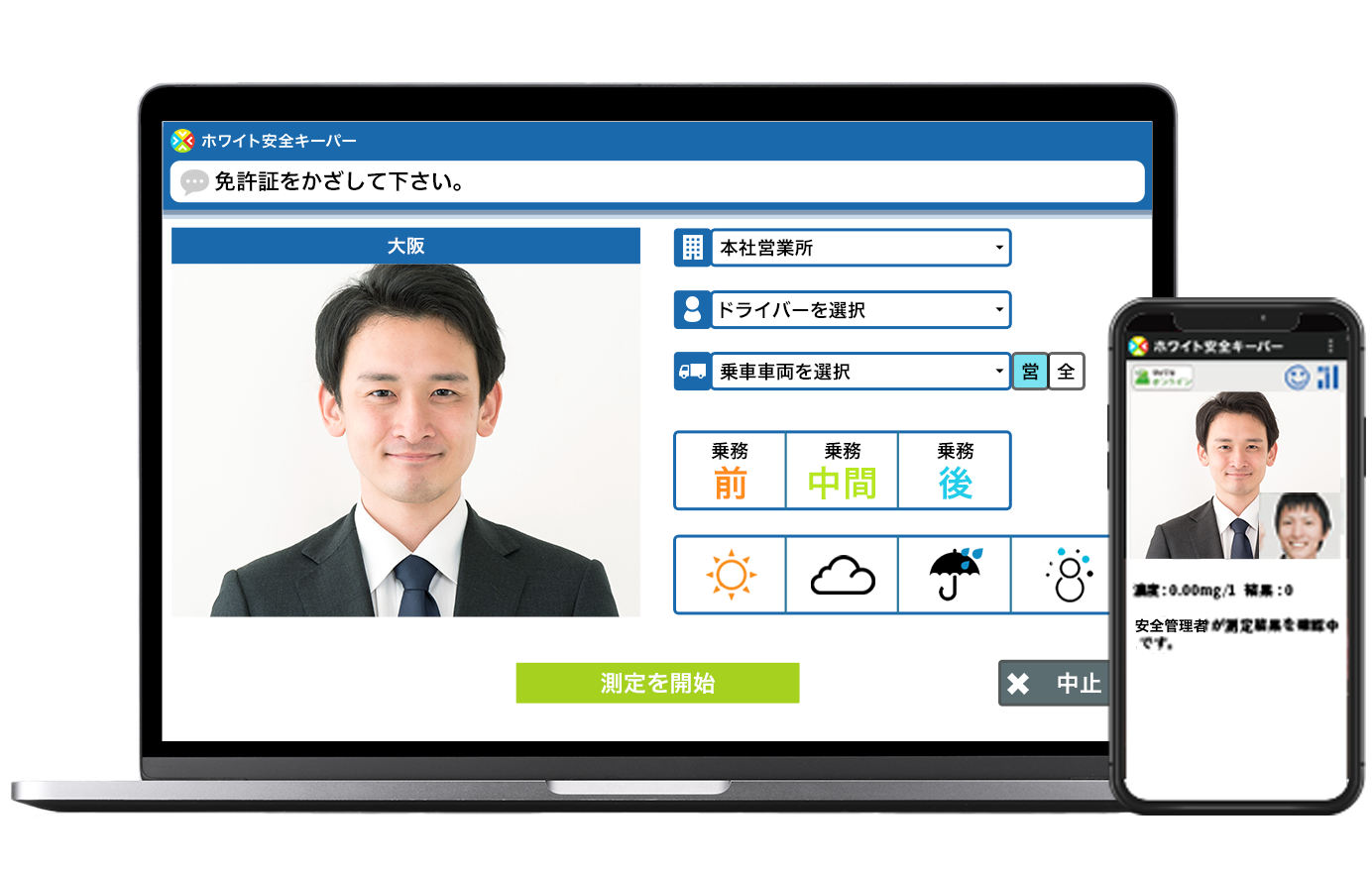 飲酒検査クラウド管理システム　ホワイト安全キーパー