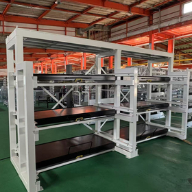 Mold Storage: For storing molds and heavy objects with a crane. Slide rack.