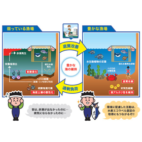 Bottom sediment improvement agent 'Clear Water' for marine aquaculture also suppresses red tide.
