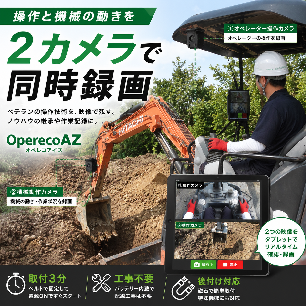 【安全管理向け】作業履歴をまるごと録画・記録『オペレコアイズ』