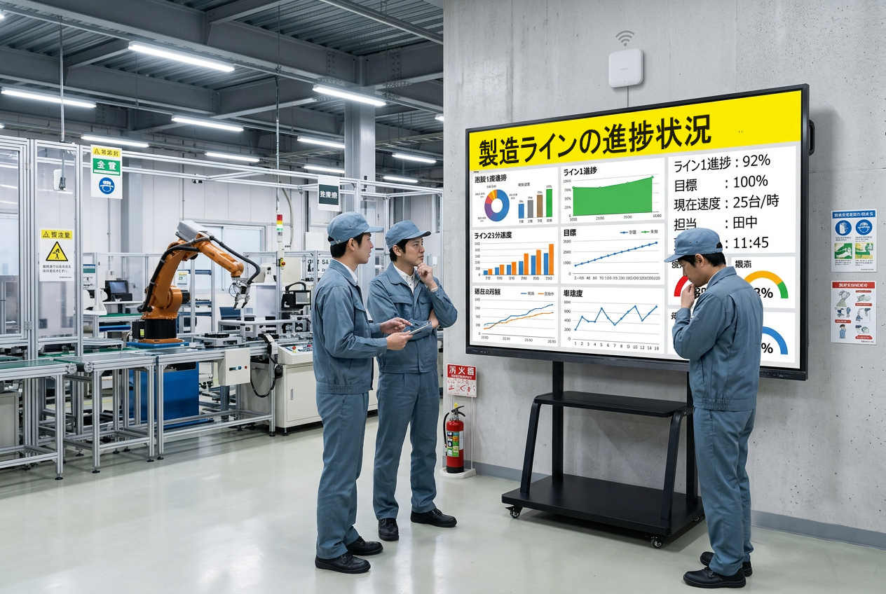 製造業向け｜工程表示に適した98インチの大型タッチスクリーン 