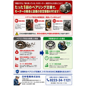 モーター安定稼働のための「ベアリング定期交換・予防保全サービス」