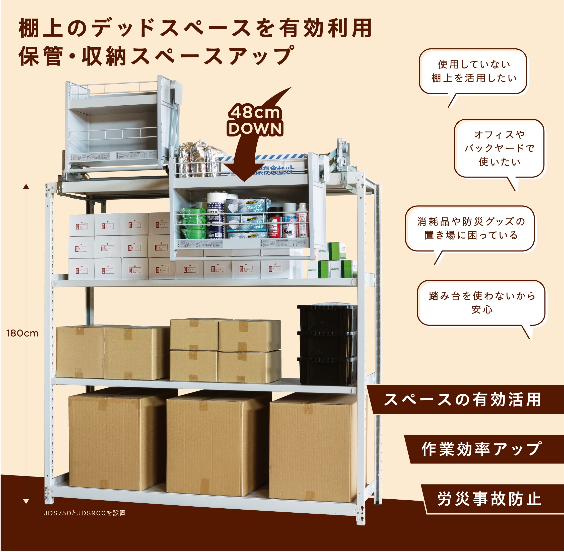 物品棚用昇降ユニット『ダウンキャビネット LF』 | カナデン - Powered