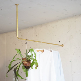 真鍮 L字型天吊りハンガーバー