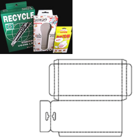 フック棚陳列専用の【吊り下げ用ヘッター付き箱】
