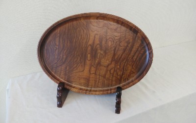 天然木ケヤキの大盆 漆仕上品（飾り台付）【アウトレット建材】 SMB