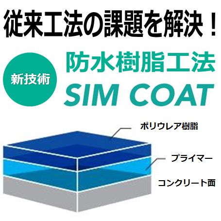 湿潤面でも施工可能な防水樹脂工法『ＳＩＭ ＣＯＡＴ』