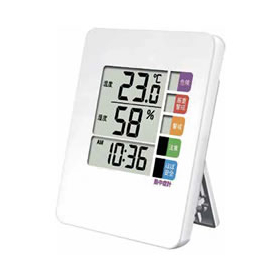 Digital thermometer and hygrometer with heatstroke alarm display function / Model number MG14T-985M