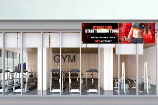 デジタルサイネージ 活用例「フィットネスジム」