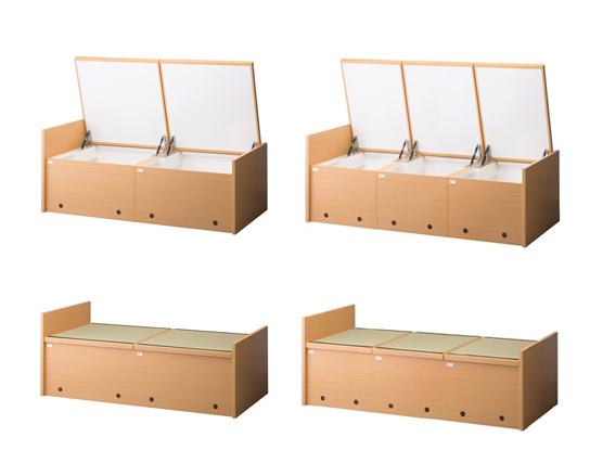 『ガスダンパー式仮眠ベッド収納』2連タイプ／3連タイプ