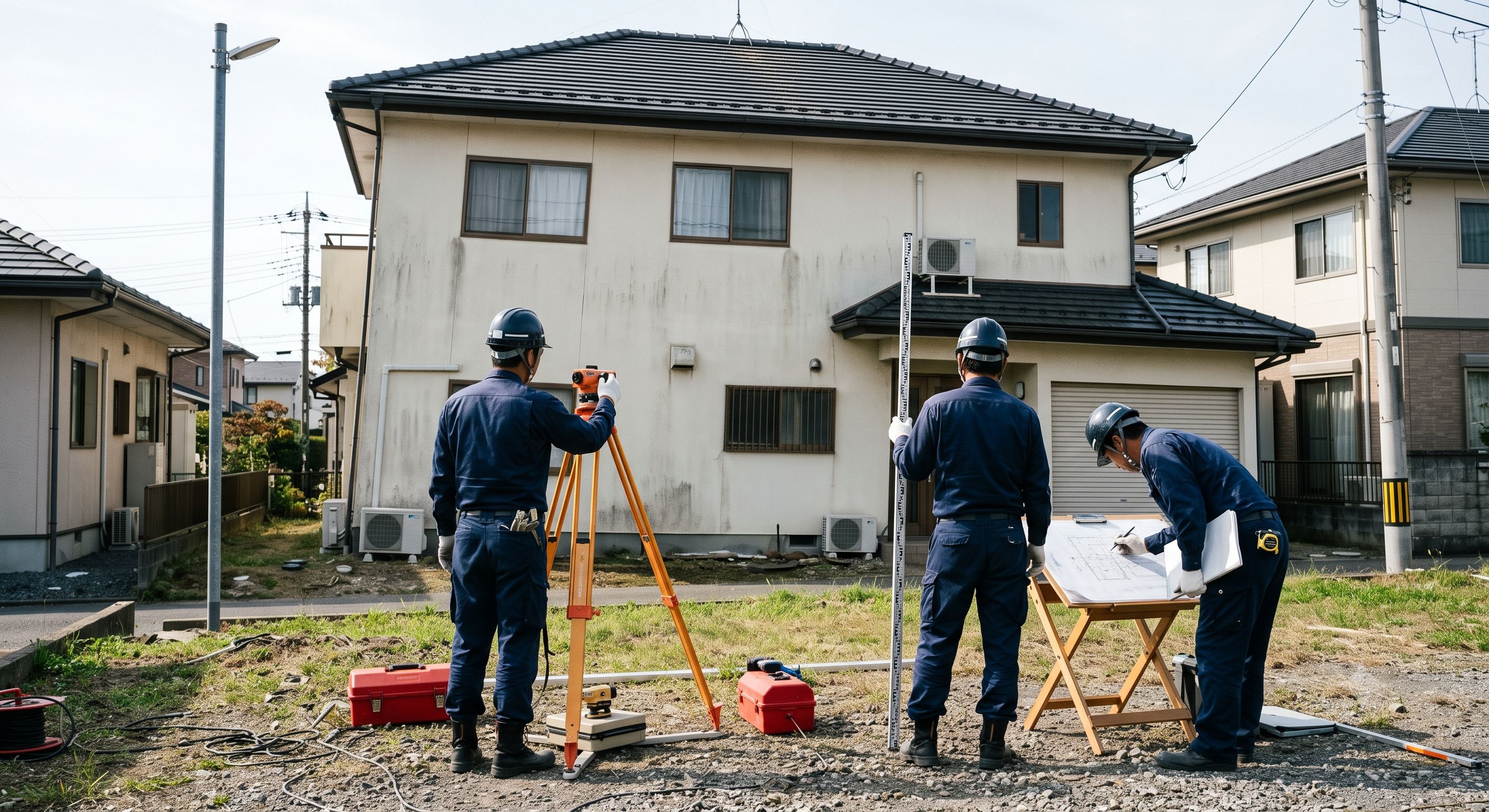 沈下修正工事｜中古住宅売買査定に向けた床傾き修復と低騒音地盤補強