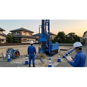 Ground reinforcement work | Pure pile method supporting residential loads with multiple small-diameter pile installations.