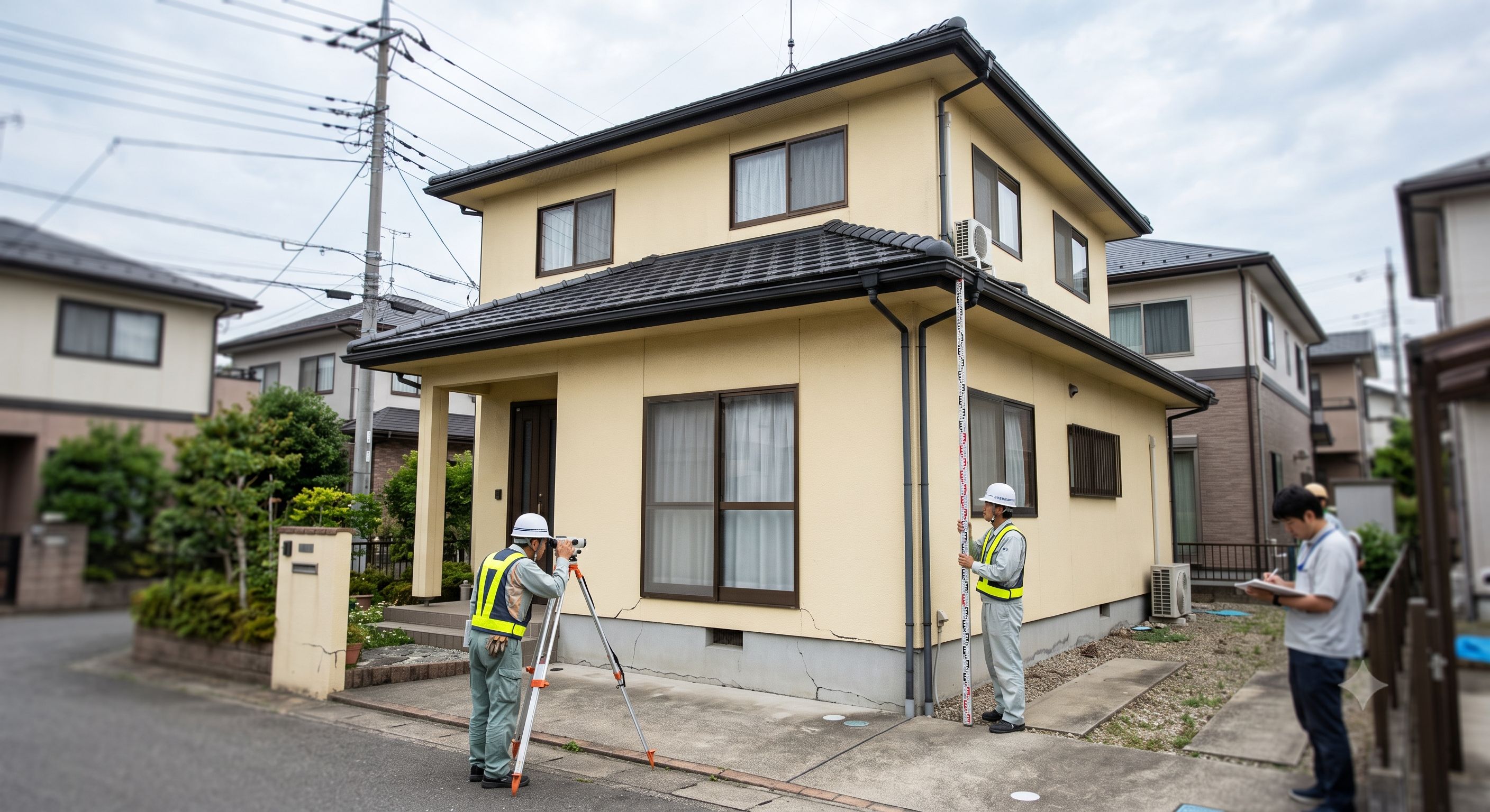 沈下修正工事｜布基礎のクラックと局所沈下を鋼管杭で直し価値回復！