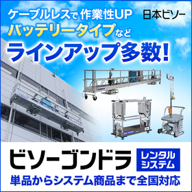 Rental lineup for Bisogondola for advertising sign installation