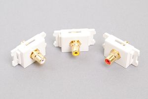 コンセントチップRCA端子メス－メス中継アダプタ型（黄・赤・白