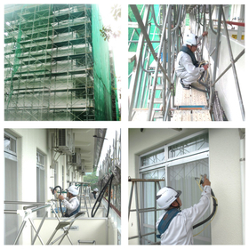 障害者支援施設の外壁（防汚対策）の光触媒施工事例です