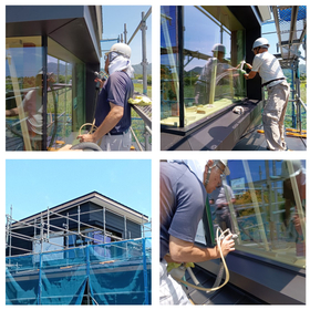 戸建住宅ガラスの防汚対策の光触媒施工事例です