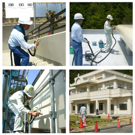 寺社建物の外壁の光触媒施工事例（防汚対策）です