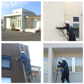 歯科医院外壁の光触媒施工事例（防汚対策）です