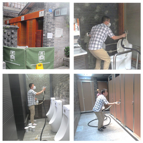 公共トイレ（中国成都）の防汚・消臭・抗菌対策の光触媒施工事例です