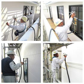 戸建住宅外壁とガラスの防汚対策の光触媒施工事例です