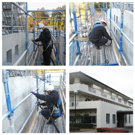 障害者支援施設の防汚対策（外壁）のための光触媒施工事例です