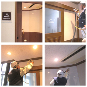 リゾートホテル喫煙室の防汚・消臭対策の光触媒施工事例です